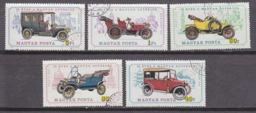 5 BEAUTIFUL THEMATIC STAMPS - VINTAGE CARS - HUNGARY