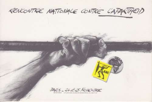 FRENCH ANTI-APARTHEID / FREE MANDELA POSTCARD ANC  ADDRESSED TO SOUTH AFRICAN EMBASSY