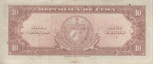 CUBA 10 PESOS 1960 P79b VF