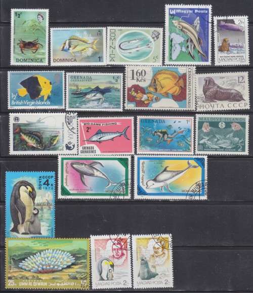 19 BEAUTIFUL THEMATIC STAMPS - MARINE LIFE - WORLDWIDE