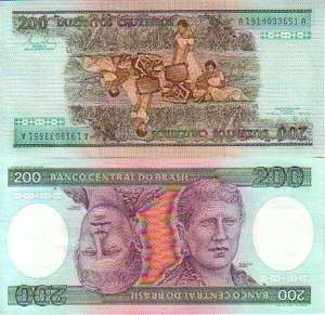 BRAZIL 200 CRUZEIROS P 199 UNC