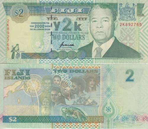 FIJI 2 DOLLARS 2000 P 02 Y2K COMM. UNC