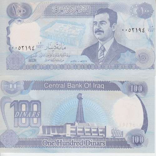 100 DINARS SADDAM HUSSEIN IRAQ P84 UNC
