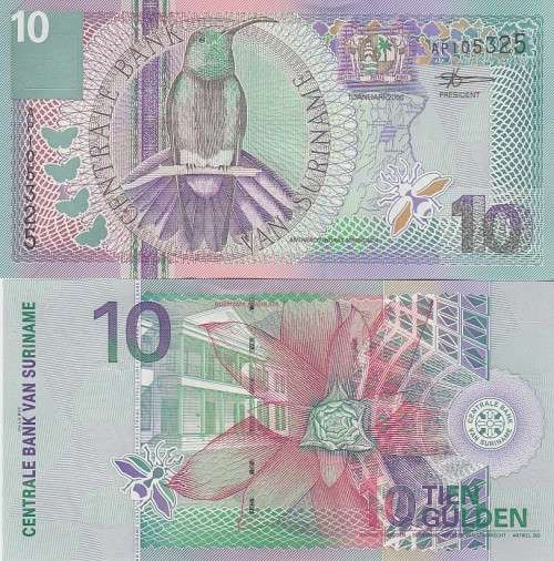 Suriname 10 GULDEN 2000 P 147 UNC
