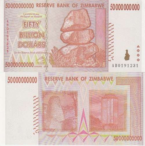 ZIMBABWE 50 BILLION DOLLAR 2008 P 87 UNC