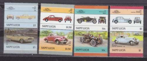 8 BEAUTIFUL THEMATIC STAMPS - VINTAGE CARS  - ST.LUCIA