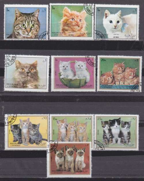 10 BEAUTIFUL THEMATIC STAMPS - CATS - SHARJAH - ARAB STATES