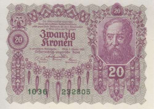 AUSTRIA 20 KRONEN P76 1922  UNC
