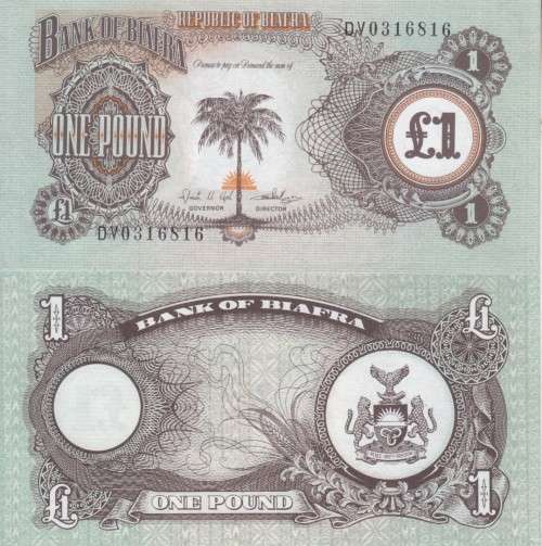 BIAFRA ONE POUND 1968/9 P5 UNC