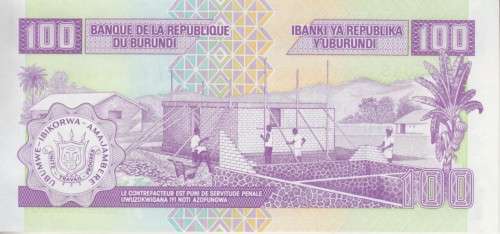 BURUNDI 100 FRANCS 2006 P 37 UNC