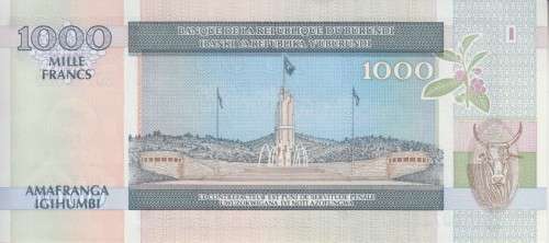 BURUNDI 1000 FRANCS 2000 P 39 UNC