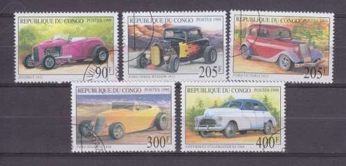 5 BEAUTIFUL THEMATIC STAMPS - VINTAGE CARS - CAMBODIA