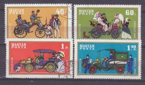 4 BEAUTIFUL THEMATIC STAMPS - VINTAGE CARS - HUNGARY