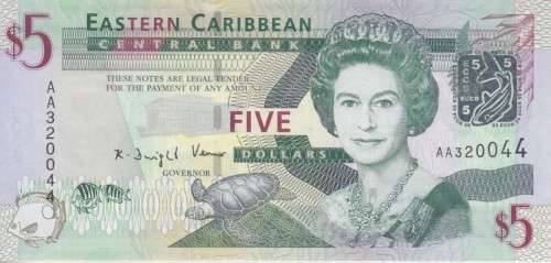 EAST CARIBBEAN STATES - 5 DOLLARS 2008 P47 UNC