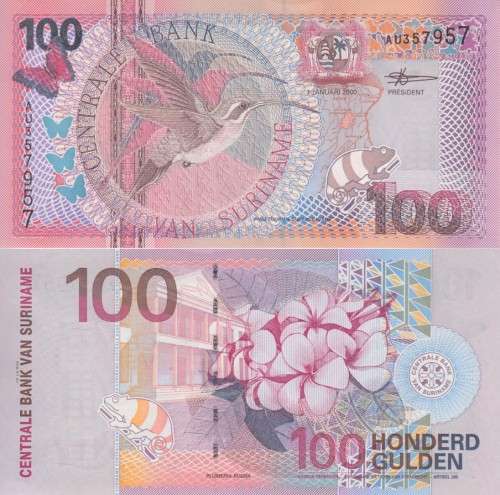 SURINAME 100 GULDEN 2000 P149 UNC