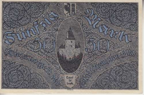 GERMANY 50 MARK 1918 (NOTGELD-EMERGENCY MONEY) STADT KEMPTEN XF