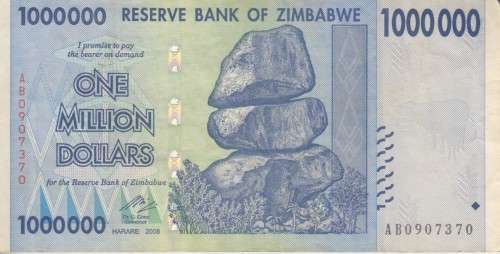 ZIMBABWE 1 MILLION DOLLARS P-77 2008 VF