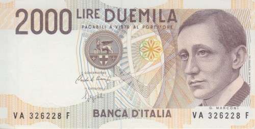 ITALY 2000 LIRE 1990 P 115 TYPE C UNC