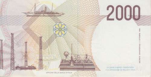 ITALY 2000 LIRE 1990 P 115 TYPE C UNC