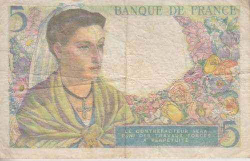 FRANCE 5 FRANCS 1943 P98 VF