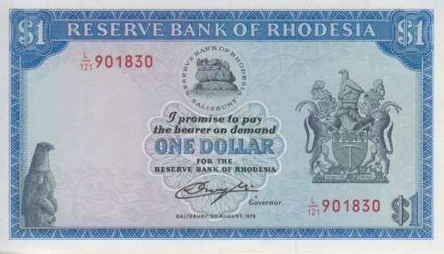 RHODESIA $1 - 1 DOLLAR - 2 AUGUST 1979 - P30c UNC