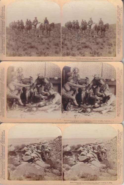 BOER WAR - 74 STEREOSCOPIC PHOTOS IN ORIGINAL BOX - TITLED: FOR EMPIRE, QUEEN & FLAG 1900. HISTORIC!