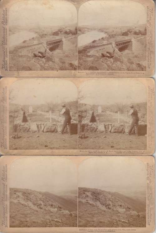 BOER WAR - 74 STEREOSCOPIC PHOTOS IN ORIGINAL BOX - TITLED: FOR EMPIRE, QUEEN & FLAG 1900. HISTORIC!