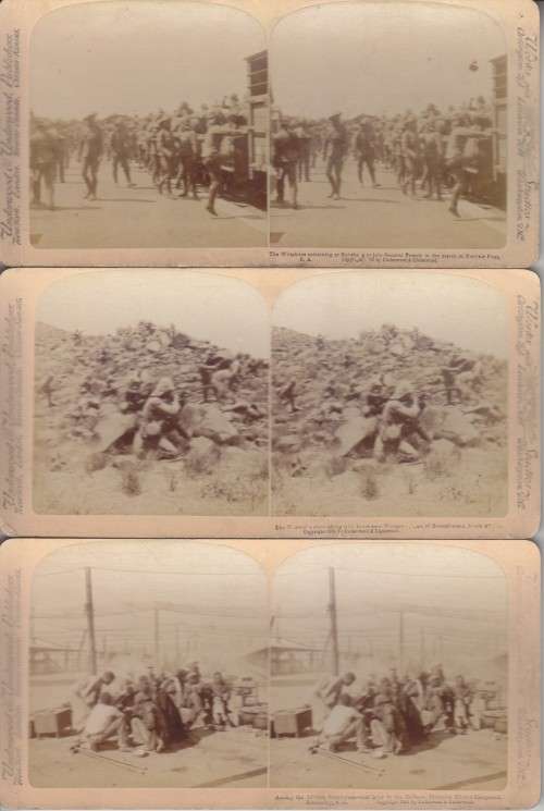 BOER WAR - 74 STEREOSCOPIC PHOTOS IN ORIGINAL BOX - TITLED: FOR EMPIRE, QUEEN & FLAG 1900. HISTORIC!