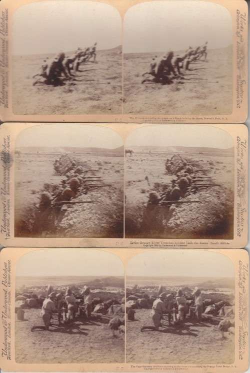 BOER WAR - 74 STEREOSCOPIC PHOTOS IN ORIGINAL BOX - TITLED: FOR EMPIRE, QUEEN & FLAG 1900. HISTORIC!