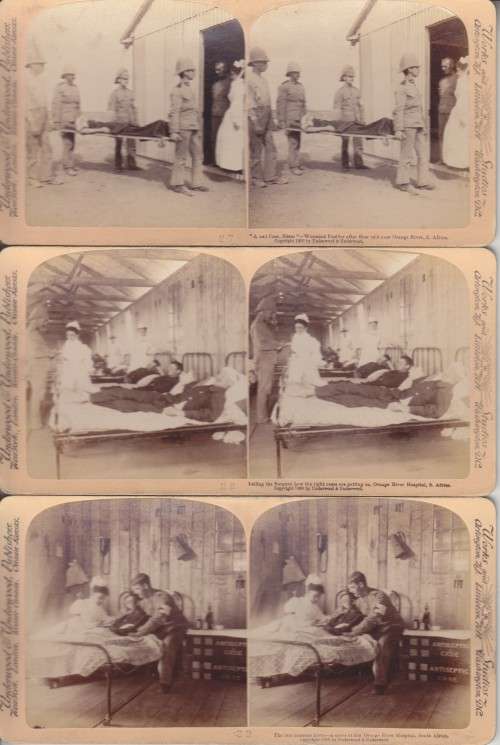 BOER WAR - 74 STEREOSCOPIC PHOTOS IN ORIGINAL BOX - TITLED: FOR EMPIRE, QUEEN & FLAG 1900. HISTORIC!