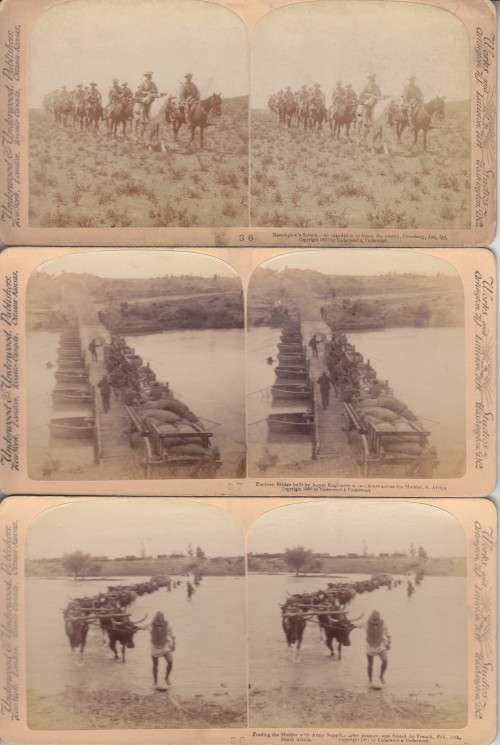 BOER WAR - 74 STEREOSCOPIC PHOTOS IN ORIGINAL BOX - TITLED: FOR EMPIRE, QUEEN & FLAG 1900. HISTORIC!