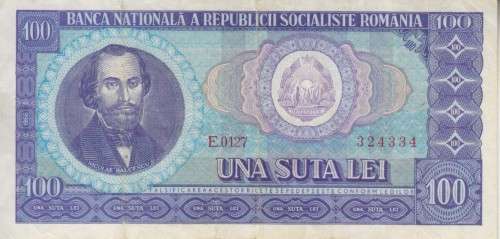 ROMANIA 100 LEI 1966 P97 VF