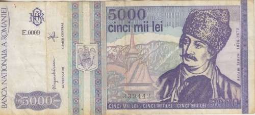 ROMANIA 5000 LEI 1993 P104 VF