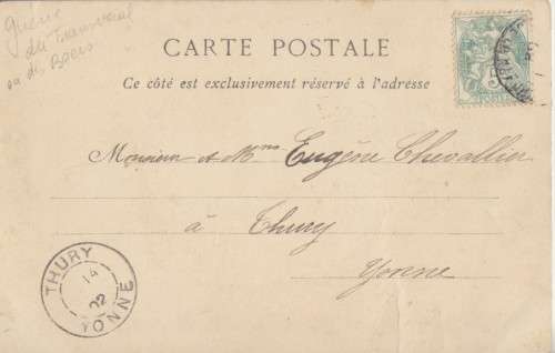 BOER WAR POSTCARD - GENL.LOUIS BOTHA BY ARTIST ORENS - USED IN FRANCE 1902