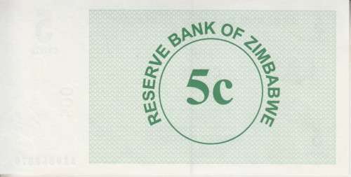 ZIMBABWE 5 FIVE CENTS - 2006 - BEARER'S CHEQUE - P34 UNC