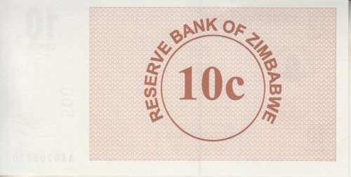ZIMBABWE 10 TEN CENTS - 2006 - BEARER'S CHEQUE - P35 UNC