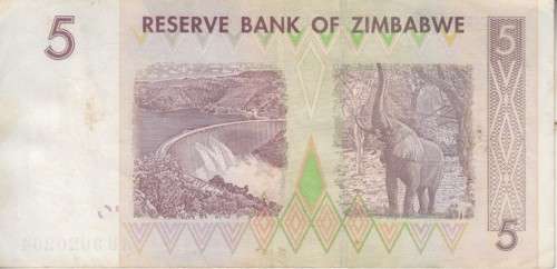 ZIMBABWE 5 DOLLAR - 2007 - P66 VF