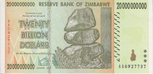 ZIMBABWE 20 BILLION DOLLARS - 2008 - P86 UNC