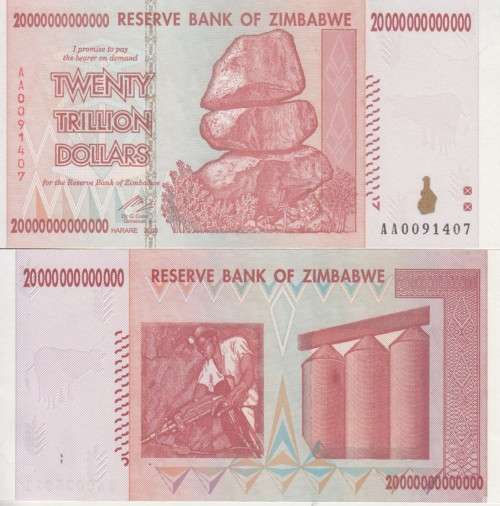 ZIMBABWE 20 TRILLION DOLLARS - 2008 - P89 UNC