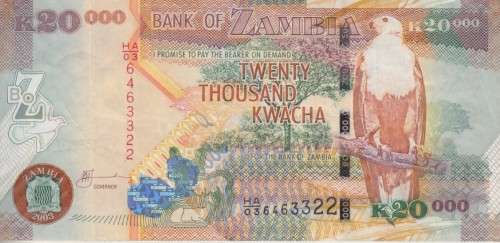 ZAMBIA 20000 KWACHA 2003 P 47 VF