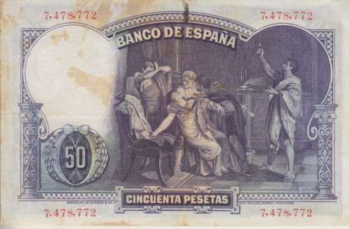 SPAIN 50 PESETAS 1931 P82  F