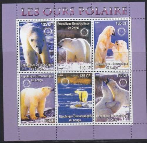 MINISHEET - POLAR BEARS - CONGO DRC - 2003
