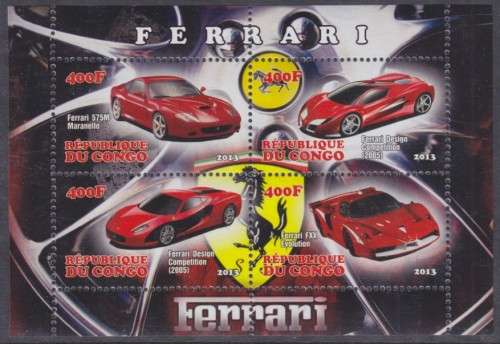 MINISHEET - CARS - FERRARI - CONGO 2013