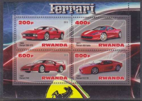 MINISHEET - CARS - FERRARI - RWANDA 2011