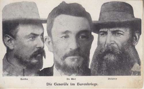 BOER WAR GERMAN POSTCARD - THE GENERALS - BOTHA, DE WET & DE LA REY - UNUSED