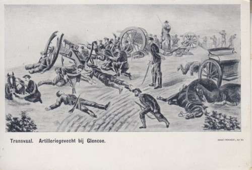 BOER WAR DUTCH POSTCARD - THE ARTILERY BATTLE AT GLENCOE - UNUSED