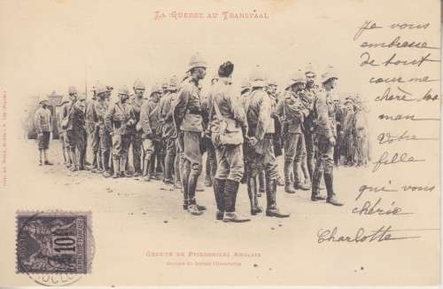 BOER WAR POSTCARD - WAR IN THE TRANSVAAL - GROUP OF ENGLISH PRISONERS - USED 1900