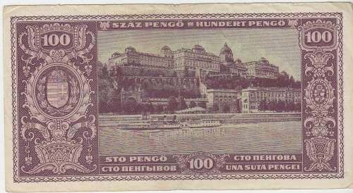HUNGARY 100 PENGO 1945  P111 VF