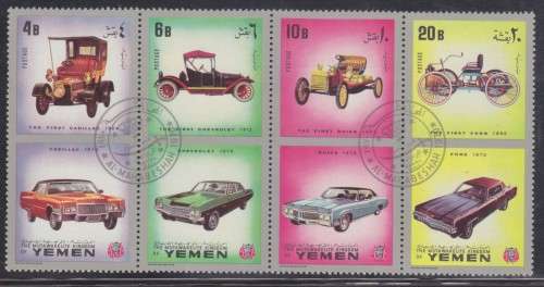 BEAUTIFUL THEMATIC MINISHEET - VINTAGE CARS - YEMEN