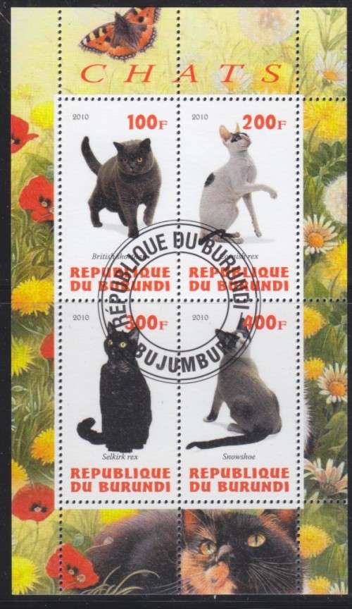 BEAUTIFUL THEMATIC MINISHEET - CATS - BURUNDI 2010